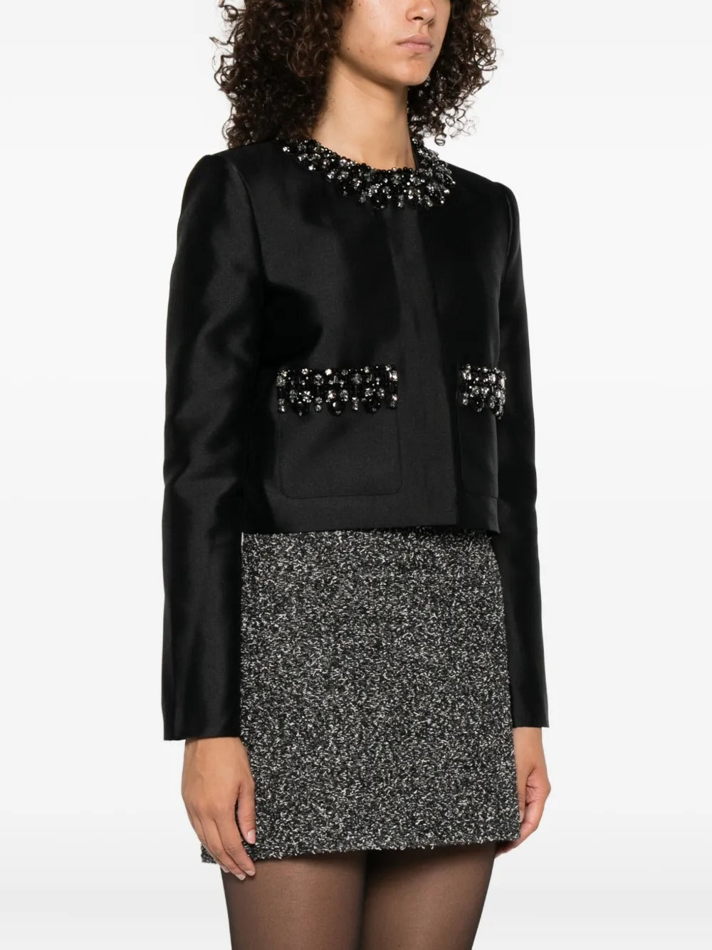 michaelia rhinestones embellished jacket in black Avalabel