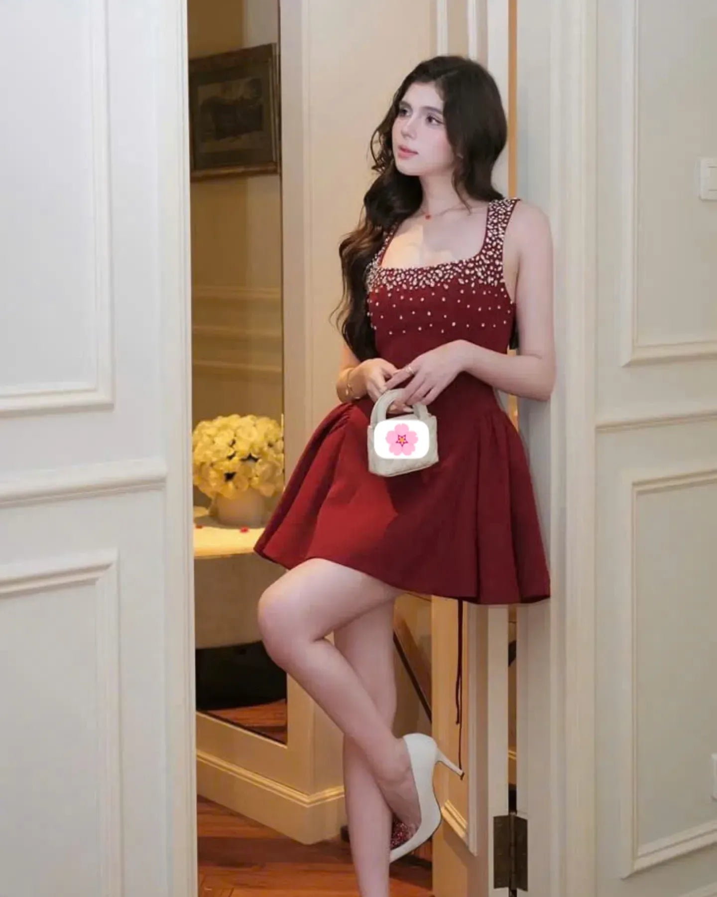 elise embellished mini dress Avalabel