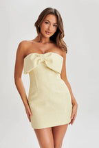 zenobia Tweed Bow Mini Dress - Lemon Avalabel