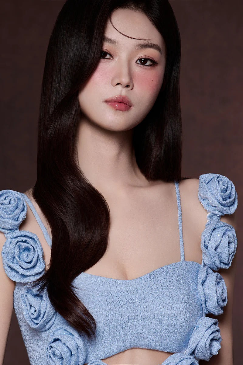 Chaya Pastel Blue 3d Flower Ribbon Mini Dress Avalabel