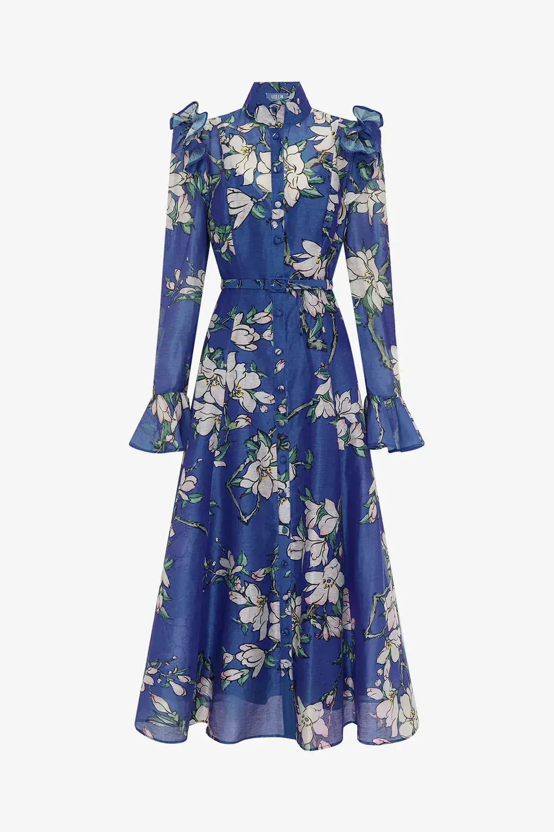 joyce Butterfly Sleeve Midi Dress - Midnight Magnolia Print Avalabel