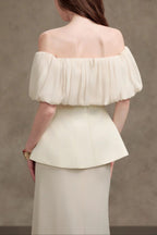 Karen Straight Plain Foam Silk Strapless Maxi Dress in White Avalabel