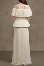 Karen Straight Plain Foam Silk Strapless Maxi Dress in White Avalabel