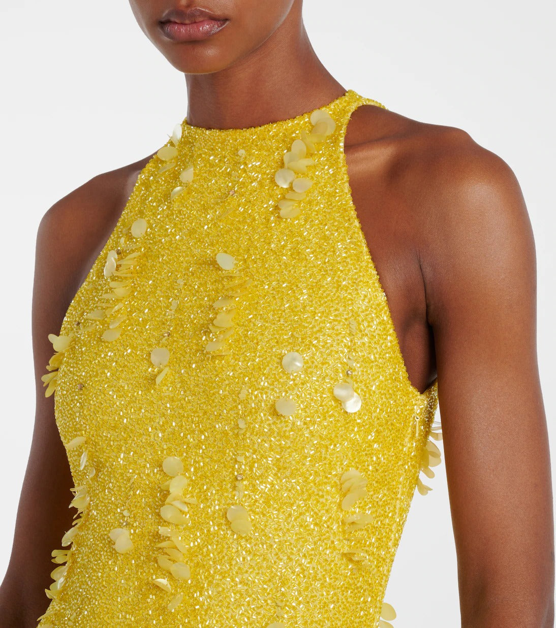 kelly beaded sequined sleeveless maxi dress in yellow Avalabel