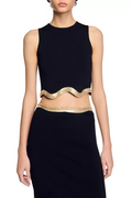 Black Cropped Jumper with Chain Detail Avalabel
