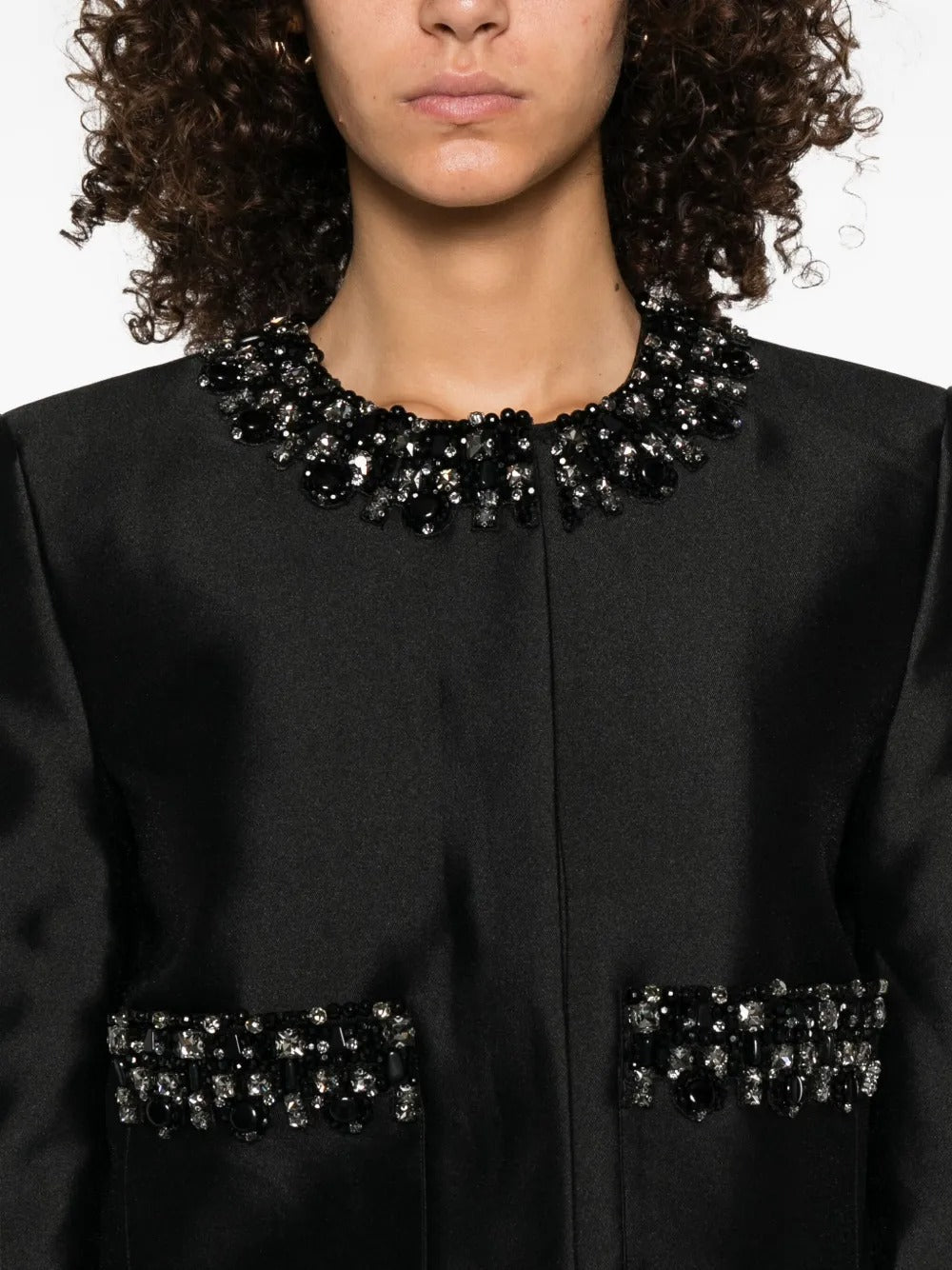 michaelia rhinestones embellished jacket in black Avalabel