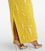 kelly beaded sequined sleeveless maxi dress in yellow Avalabel