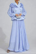 josephine Light Blue Flounce skirt  blazer Two-Piece Set Avalabel