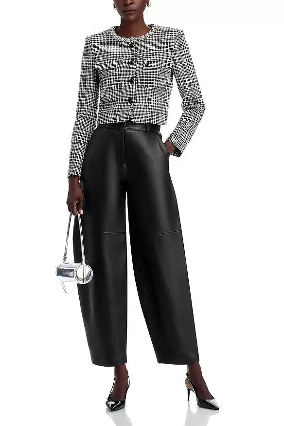 virginia Houndstooth Crystal Trim Jacket - Black/White Avalabel