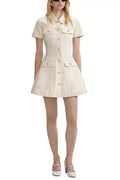 vanessa Cream Collared Denim Mini Dress Avalabel
