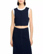 lyuba Two Tone Cropped Sleeveless Cardigan & Knit Skirt Avalabel