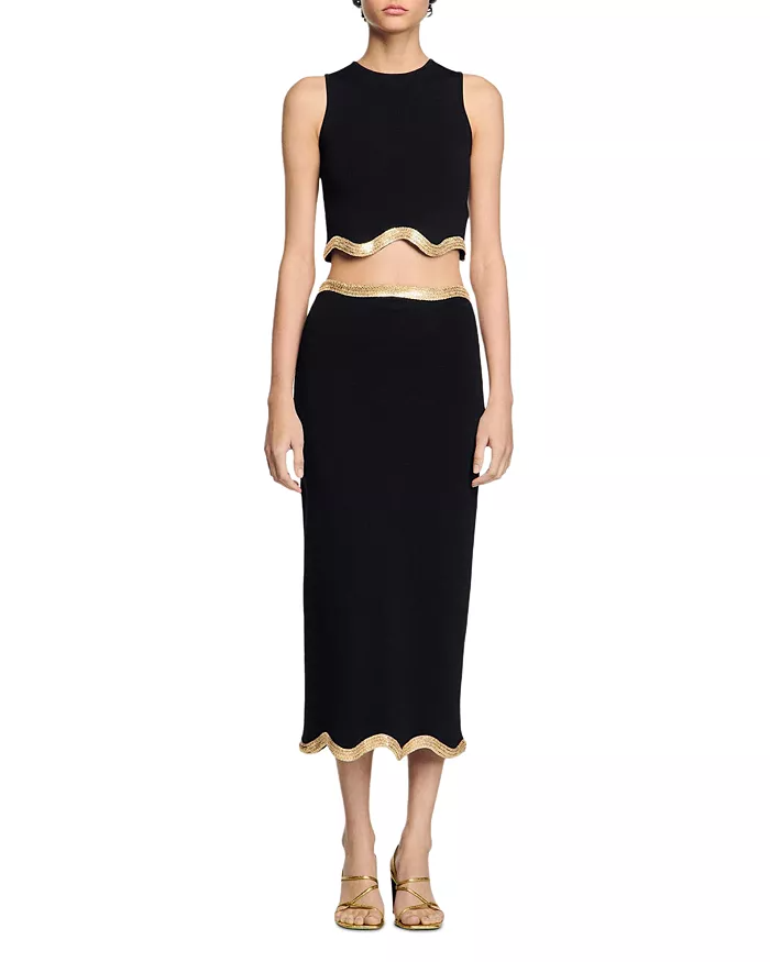 Black Cropped Jumper with Chain Detail Avalabel