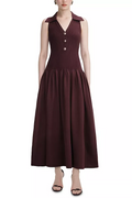 meredith Ribbed Midi Dress in brick red Avalabel