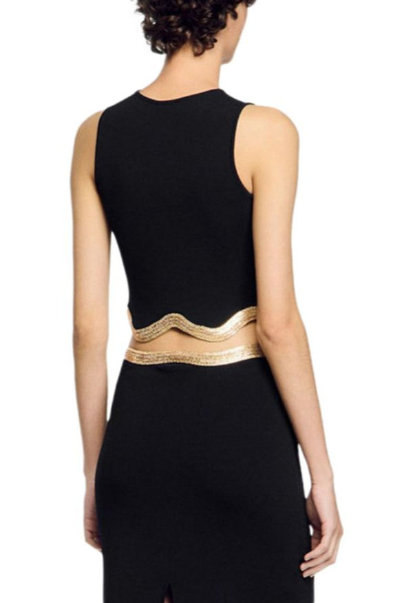 Black Cropped Jumper with Chain Detail Avalabel