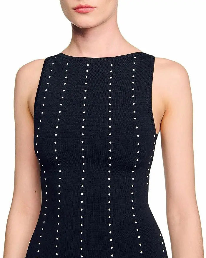 marjorie Fringed Knit Maxi Dress in black Avalabel