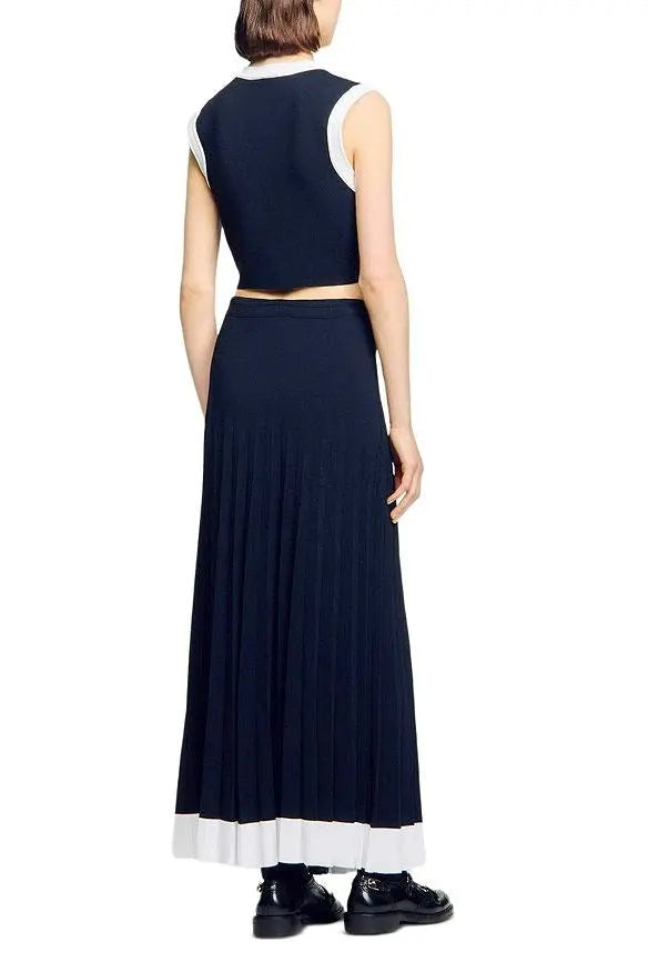 lyuba Two Tone Cropped Sleeveless Cardigan & Knit Skirt Avalabel