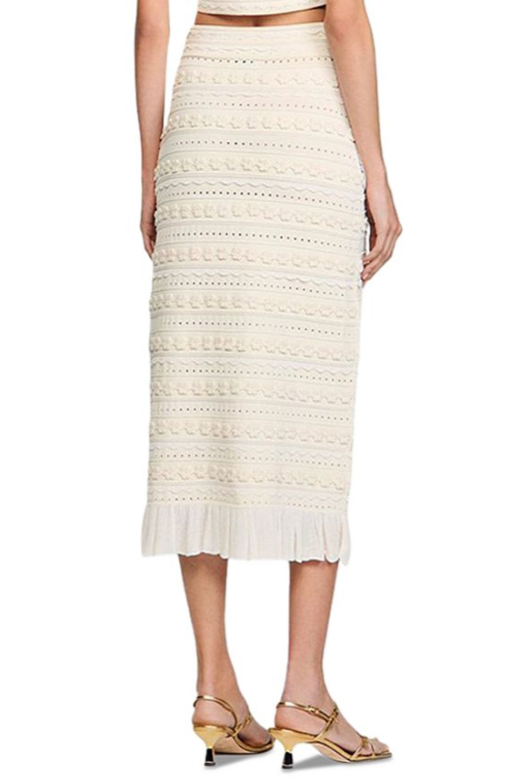 Crochet Trim Knit Skirt in Ecru Avalabel