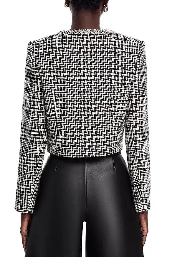 virginia Houndstooth Crystal Trim Jacket - Black/White Avalabel