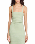 Rhinestone Trim Knit Crop Top in Almond Green Avalabel