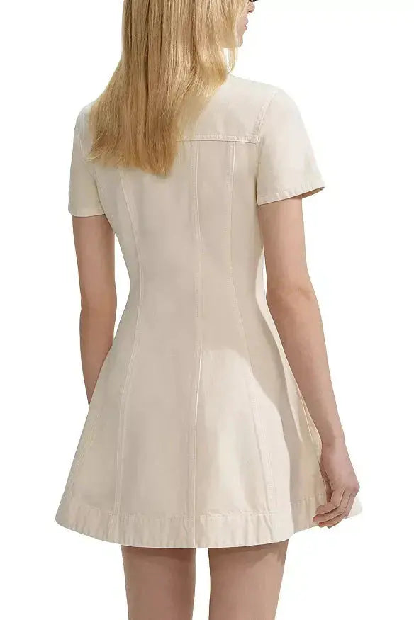 vanessa Cream Collared Denim Mini Dress Avalabel