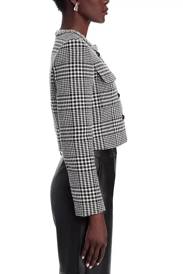 virginia Houndstooth Crystal Trim Jacket - Black/White Avalabel