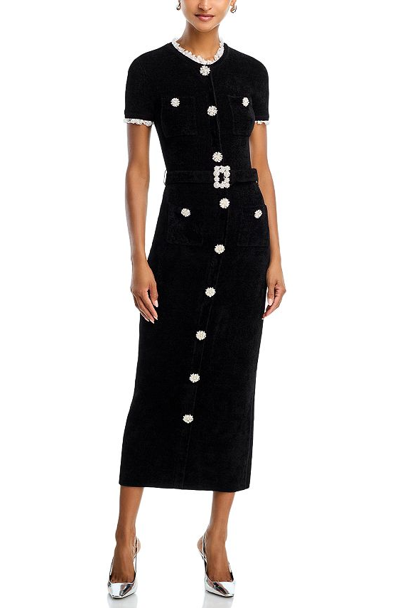 Kama Black Chenille Knit Midi Dress Avalabel
