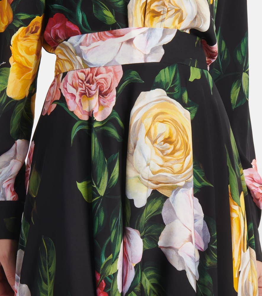 Black Floral Print Shirt & Midi Skirt Co-ord Set Avalabel