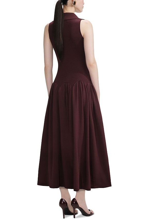 meredith Ribbed Midi Dress in brick red Avalabel