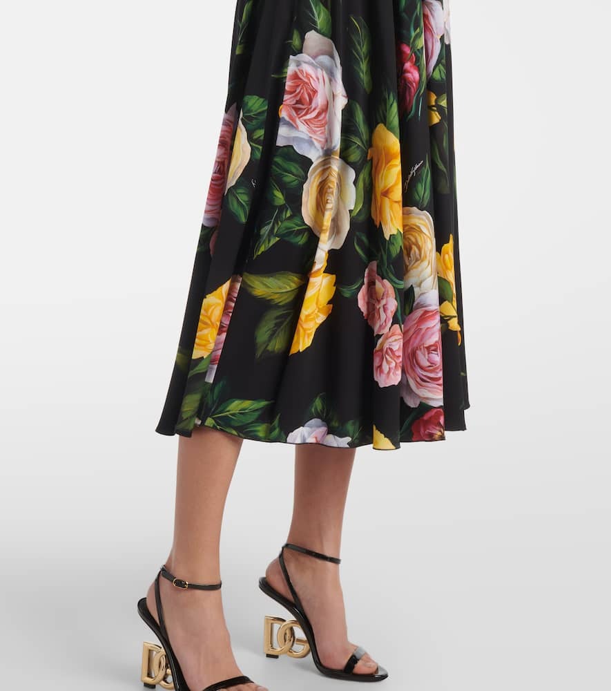 Black Floral Print Shirt & Midi Skirt Co-ord Set Avalabel