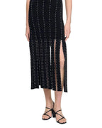 marjorie Fringed Knit Maxi Dress in black Avalabel