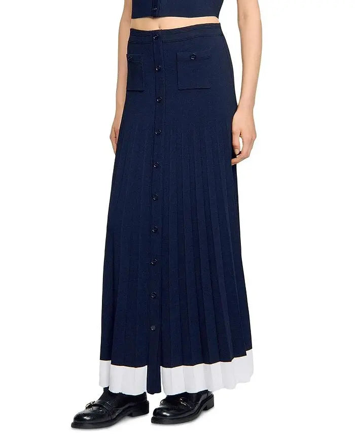 lyuba Two Tone Cropped Sleeveless Cardigan & Knit Skirt Avalabel