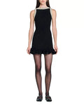 simona ruffle trim Beaded mini Dress in black Avalabel