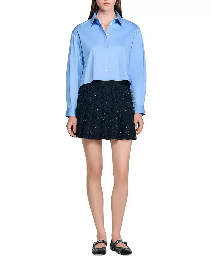 Jody Black Short Tweed Pleated Skirt Avalabel