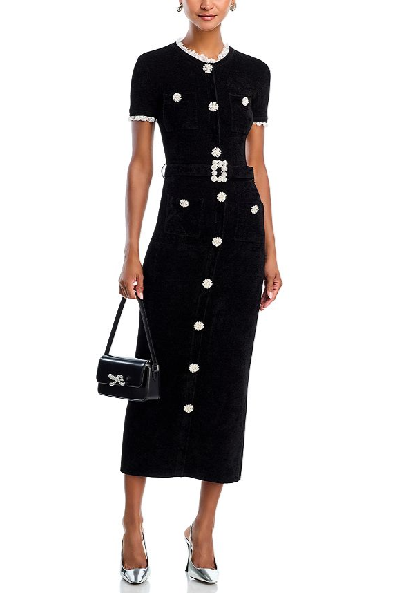 Kama Black Chenille Knit Midi Dress Avalabel