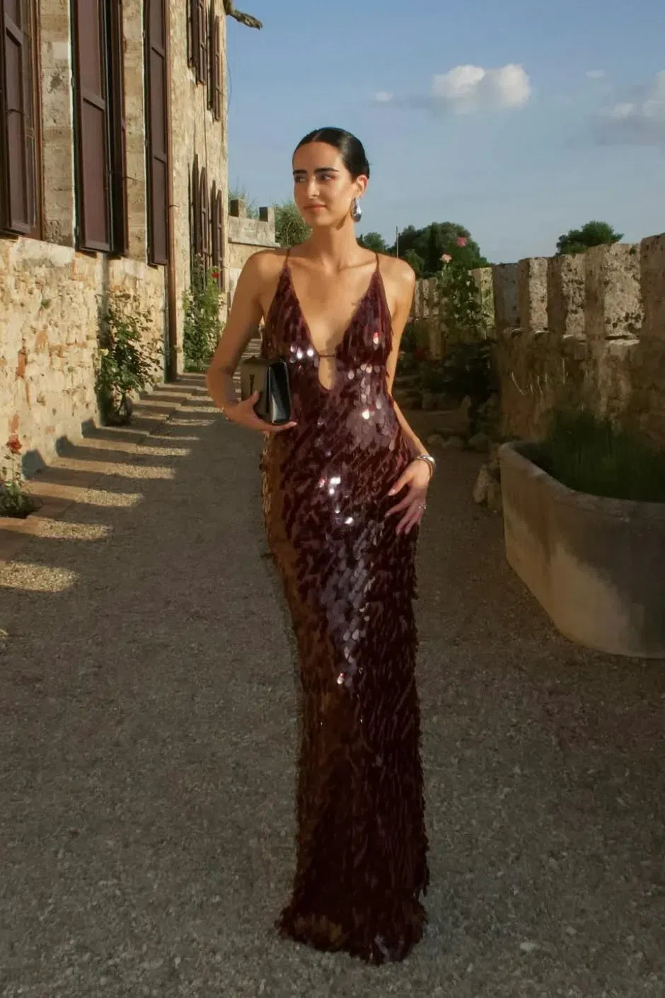 The Sequin Maxi Dress in Brown Avalabel