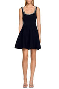 octavia rhinestone Embellished Knit Mini Dress in black Avalabel