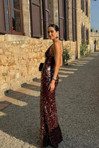 The Sequin Maxi Dress in Brown Avalabel