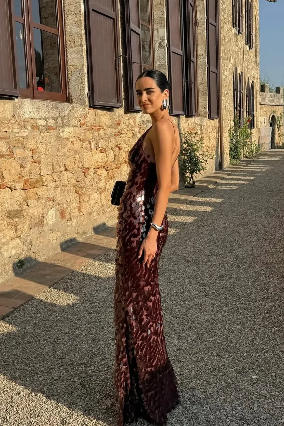The Sequin Maxi Dress in Brown Avalabel