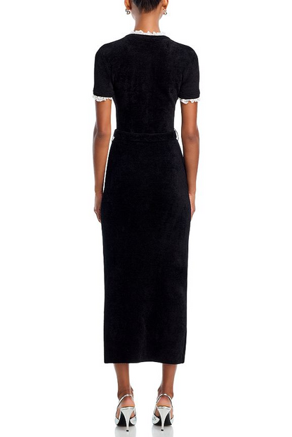 Kama Black Chenille Knit Midi Dress