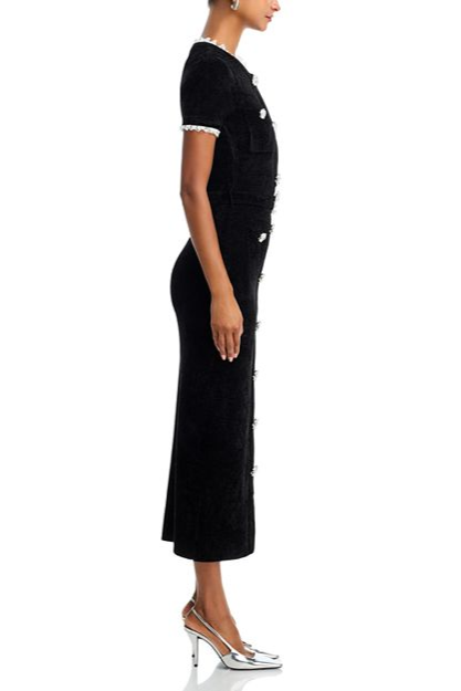 Kama Black Chenille Knit Midi Dress Avalabel