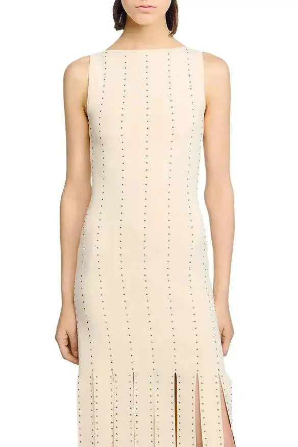 marjorie Fringed Knit Maxi Dress in Ecru Avalabel