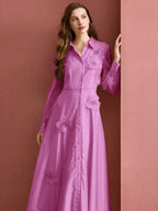 susanna floral Applique Shirt Midi Dress in pink Avalabel