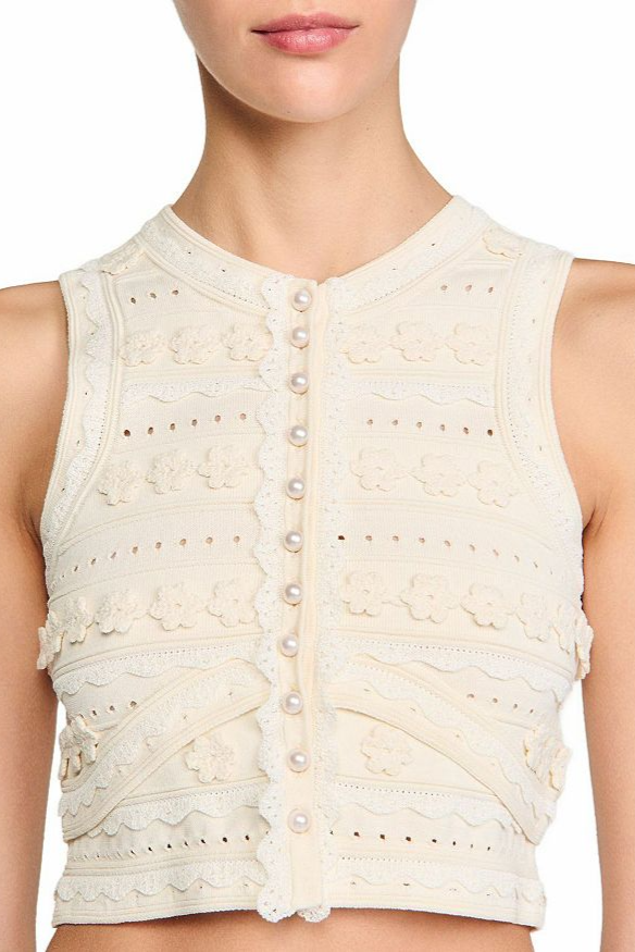 Crochet Top in Ecru Avalabel