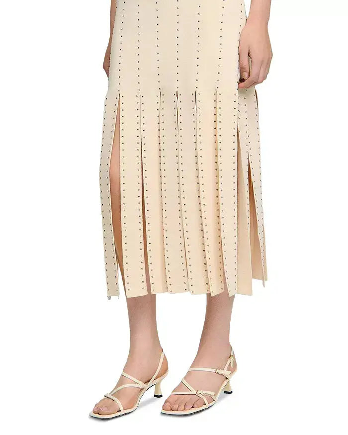 marjorie Fringed Knit Maxi Dress in Ecru Avalabel