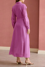 susanna floral Applique Shirt Midi Dress in pink Avalabel