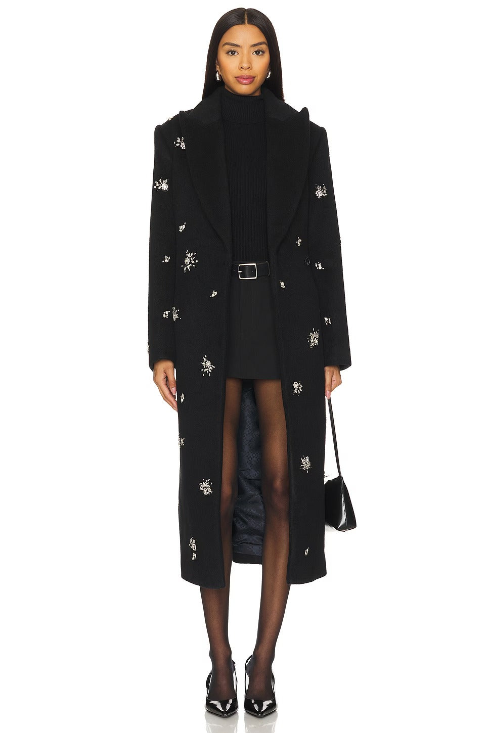 philippa crystal embellished Coat in black Avalabel