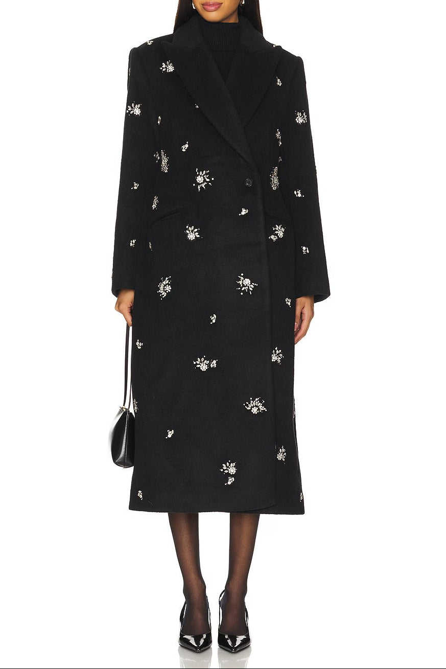 philippa crystal embellished Coat in black Avalabel