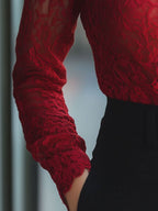 Classic Floral Lace Blouse with High Neck Avalabel