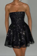 Katrina Mini Dress - Black Sparkle Avalabel