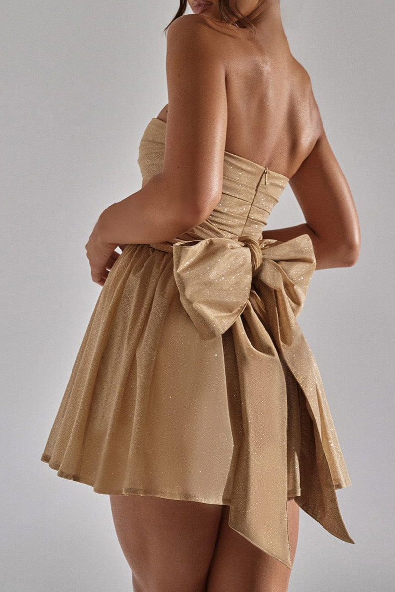 Katrina Mini Dress - Gold Sparkle Avalabel